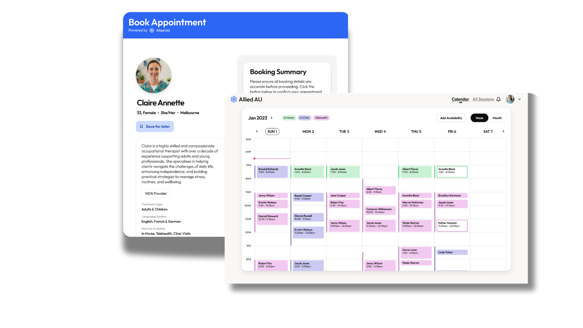 Olix booking interface